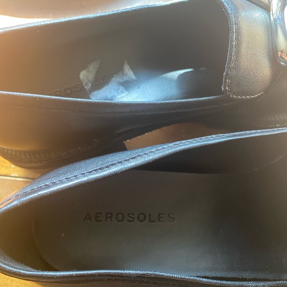 New Aerosoles Women’s Lilia Loafers Black Leather Size 8 Shoes Chunky Flats Work - Picture 12 of 12